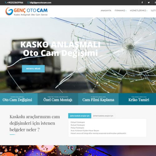Genç Oto Cam Bodrum web tasarım da Nif Bilişim’i tercih etti
